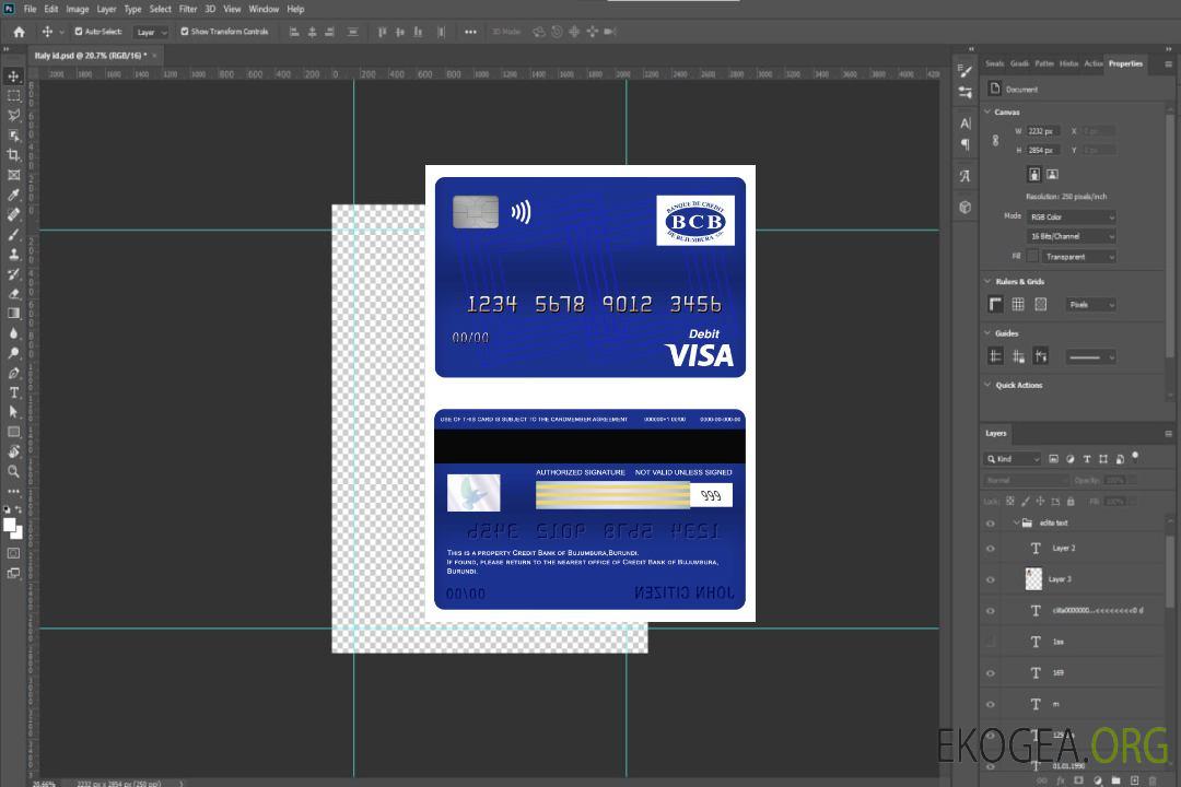 Carte de débit visa de la Banque Crédit du Burundi de Bujumbura template Carte de débit visa de la Banque Crédit du Burundi de Bujumbura template